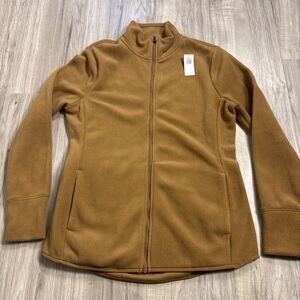 NWT Old Navy Full Zip Camel Brown Performance Fleece Pockets Size Small